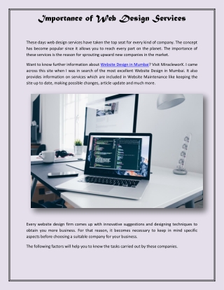 Importance of Web Design Services