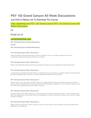 PSY 102 Grand Canyon All Week Discussions