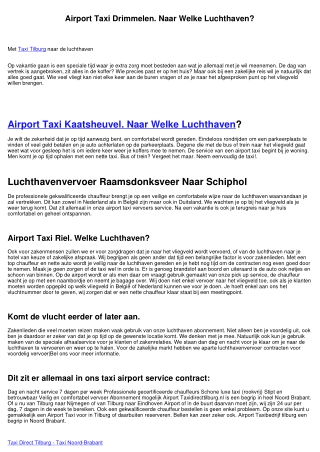 Airport Taxi Merksplas. Naar Welk Vliegveld?