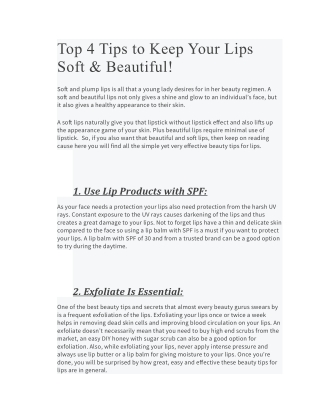 Top 4 Tips to Keep Your Lips Soft & Beautiful!