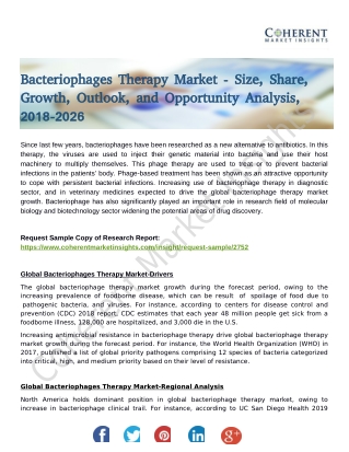 Bacteriophages Therapy Market: Deep Analysis by Production Overview and Insights 2018