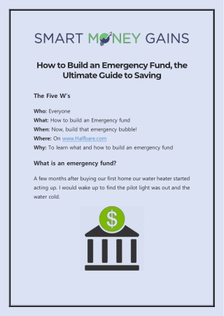How to Build an Emergency Fund, the Ultimate Guide to Saving