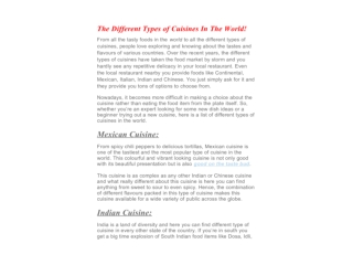 The Different Types of Cuisines In The World!