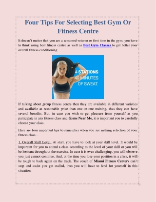 Four Tips For Selecting Best Gym Or Fitness Centre