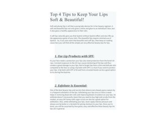 Top 4 Tips to Keep Your Lips Soft & Beautiful!