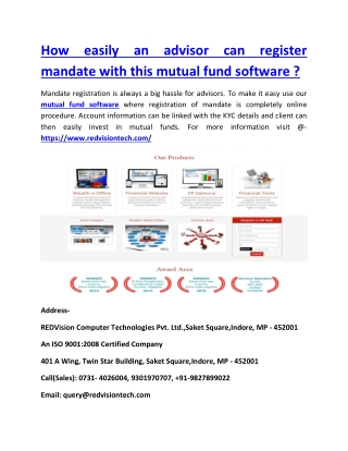 How easily an advisor can register mandate with this mutual fund software ?