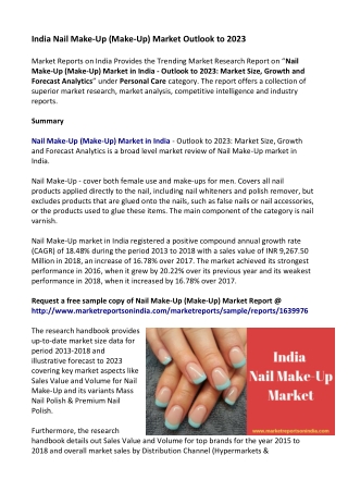 India Nail Make-Up (Make-Up) Market Research Report 2023