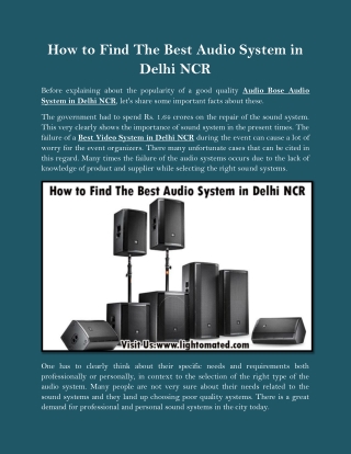 How to Find The Best Audio System in Delhi NCR