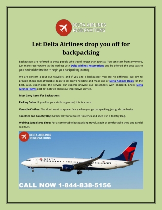 Let Delta Airlines drop you off for backpacking