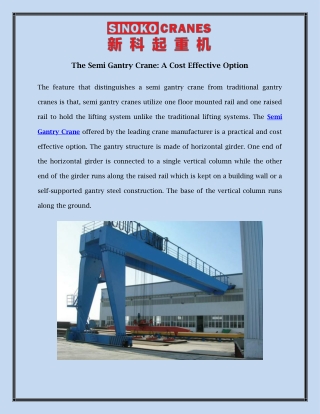 The Semi Gantry Crane: A Cost Effective Option