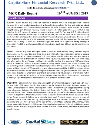 Mcx Daily Report 16 August 2019