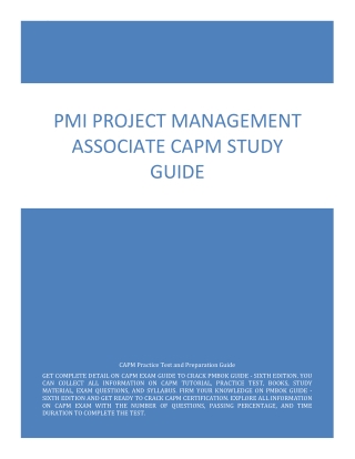 PMI Project Management Associate CAPM Certification - Study Guide