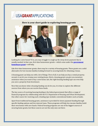 Here is your short guide to exploring housing grants
