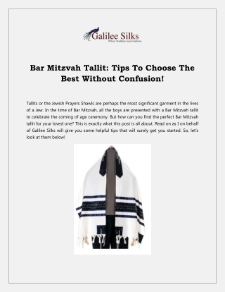 Bar Mitzvah Tallit: Tips To Choose The Best Without Confusion!