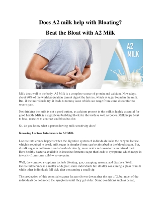 Does A2 milk help with Bloating?| Green Field Organic Farming