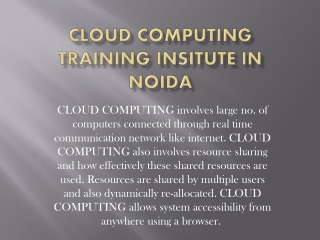 Cloud Computing Training Insitute IN Noida