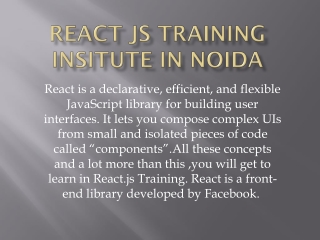 React Js Training Insitute In Noida