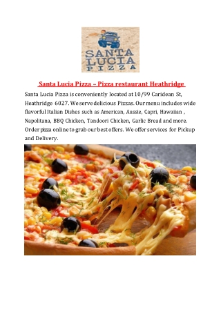 Santa Lucia Pizza Heathridge Menu – 5% off