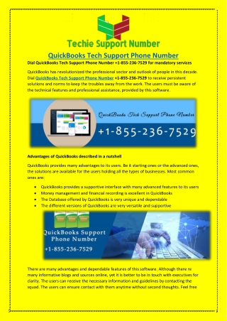 Dial QuickBooks Tech Support Phone Number 1-855-236-7529 for mandatory services