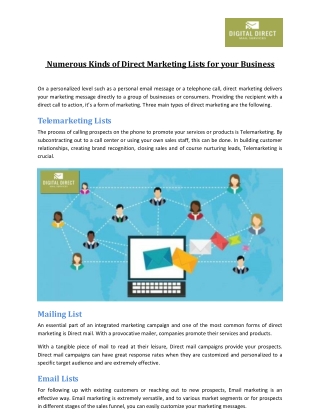 Numerous Kinds of Direct Marketing Lists for your Business