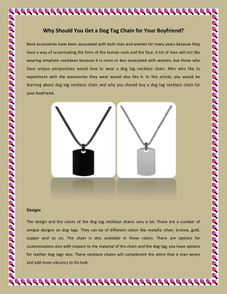 Why Should You Get a Dog Tag Chain for Your Boyfriend?