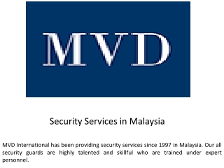 Security Services in Malaysia