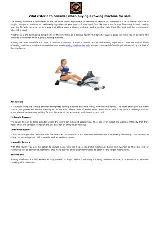 Vital criteria to consider when buying a rowing machine for sale