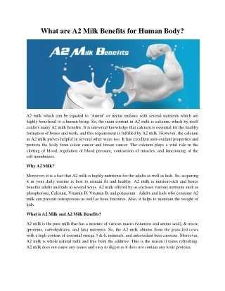 What are A2 Milk Benefits for Human Body? | GFO Farming