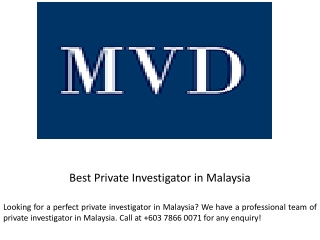 Best Private Investigator in Malaysia