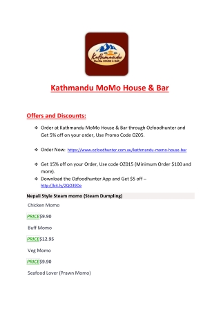 15% Off - Kathmandu MoMo House & Bar-Surfers Paradise - Order Food Online