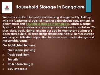 Household Storage in Bangalore