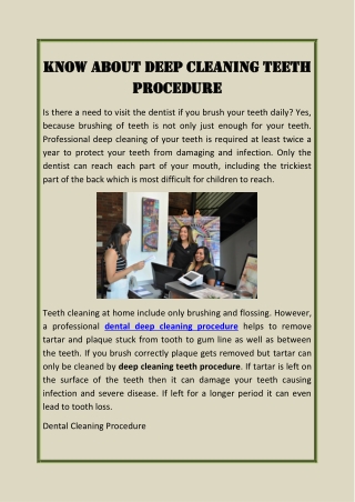 KNOW ABOUT DEEP CLEANING TEETH PROCEDURE