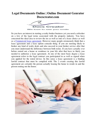 Legal Documents Online | Online Document Genrator | Docscreator.com