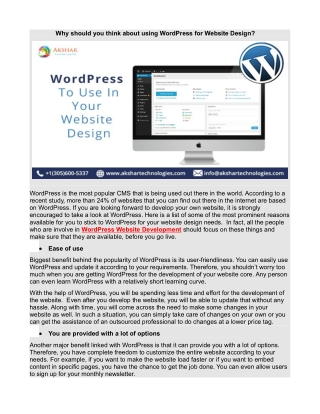 Why should you think about using WordPress for website design?