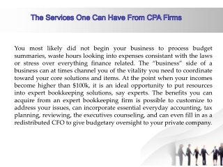 The Services One Can Have from CPA Firms