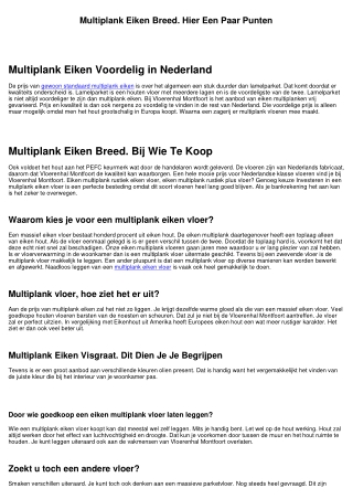 Multiplank Eiken Rustiek. Van Belang Te Weten