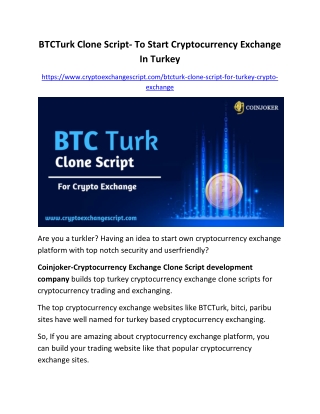 BTCTurk Clone Script- To Start Cryptocurrency Exchange In Turkey