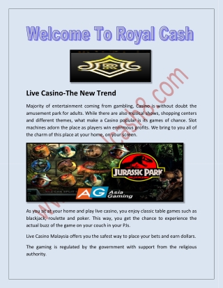 Live Casino Malaysia and Online Malaysia casino Live