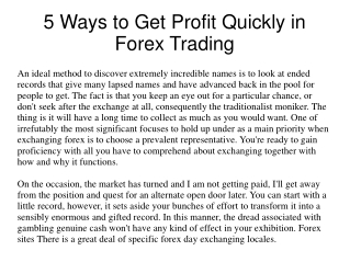 5 Ways to Get Profit Quickly in Forex Trading