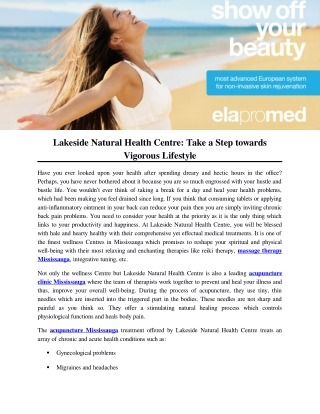 Lakeside Natural Health Centre: Take a Step towards Vigorous Lifestyle