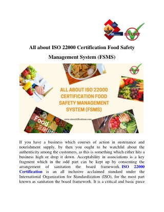 All about ISO 22000 Certification Food Safety Management System (FSMS)