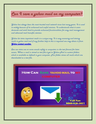 Can I save a yahoo mail on my computer?