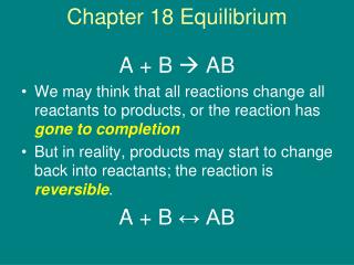 Chapter 18 Equilibrium