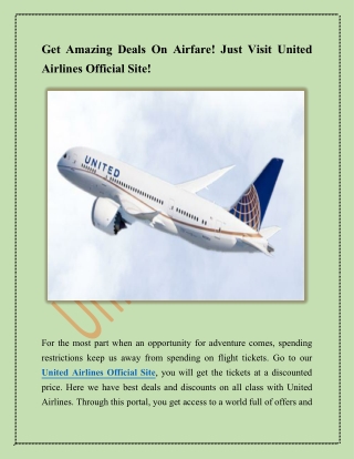 Dial United Airlines Official Site to get an excellent travel package