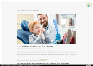 PEDIATRIC DENTISTRY – FACTS TO CONSIDER
