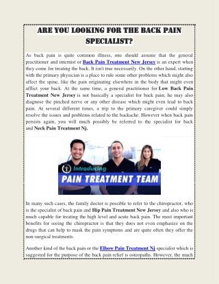 Are you looking for the Back Pain Specialist