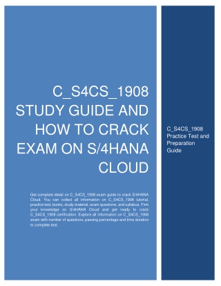 Best Study Guide For SAP S/4HANA Cloud Sales Implementation (C_S4CS_1908) Certification Exam