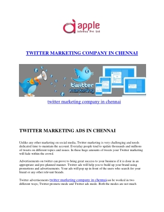 Twitter marketing company in chennai - Apple Infoway Pvt Ltd