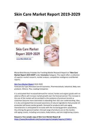 Skin Care Market Report 2019-2029