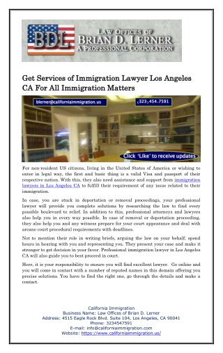 Get Services of Immigration Lawyer Los Angeles CA For All Immigration Matters